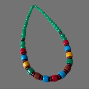 Vintage chunky acrylic/lucite colorful statement necklace art to wear